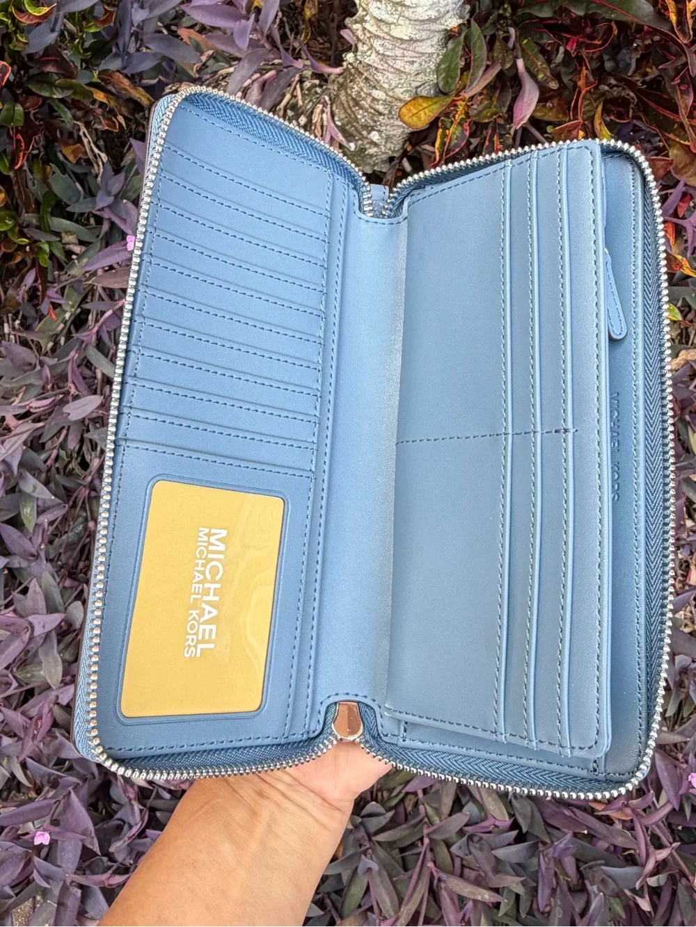 Michael Kors Jet Set Travel LG Continental Wallet Denim/Silver